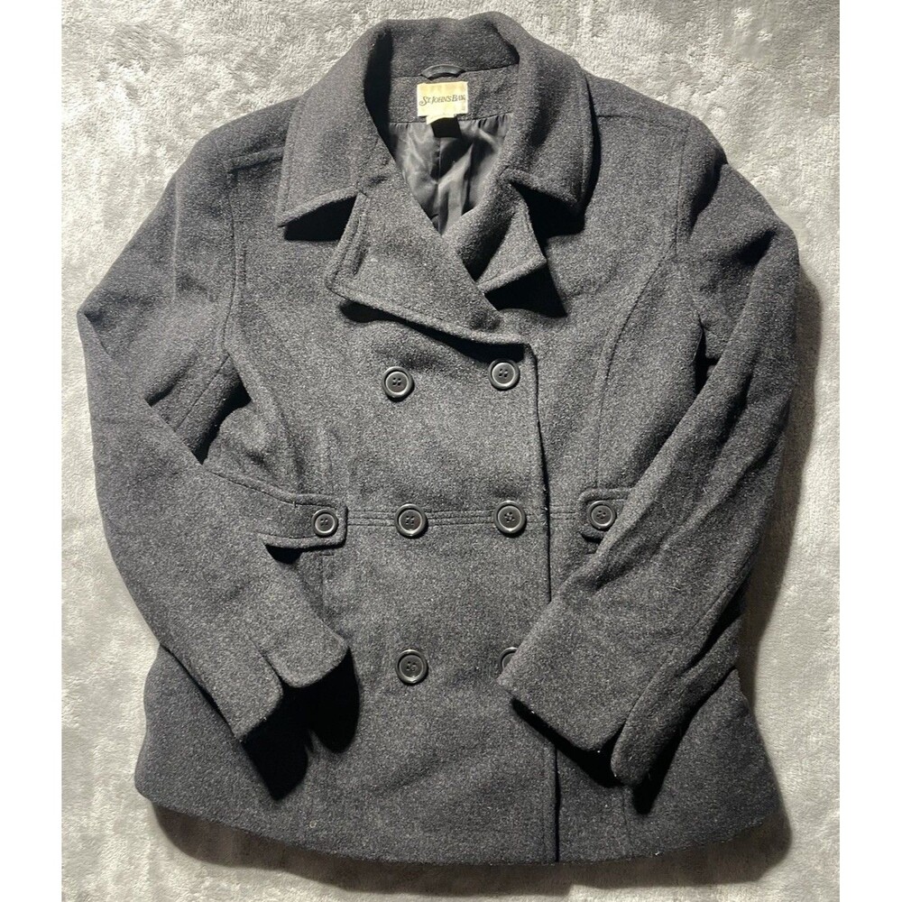 St. John’s Bay 70% Wool Pea Coat Double Breasted Charcoal Gray Medium Women’s